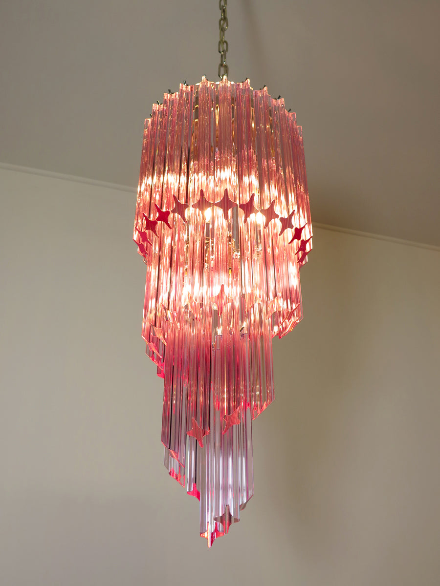 Murano Kroonluchter | 54 Roze Prisma Glas