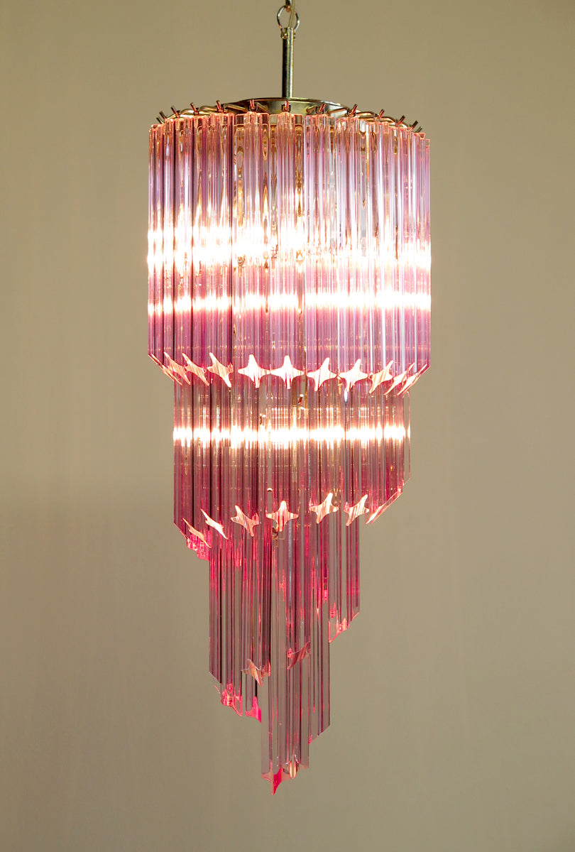 Murano Kroonluchter | 54 Roze Prisma Glas
