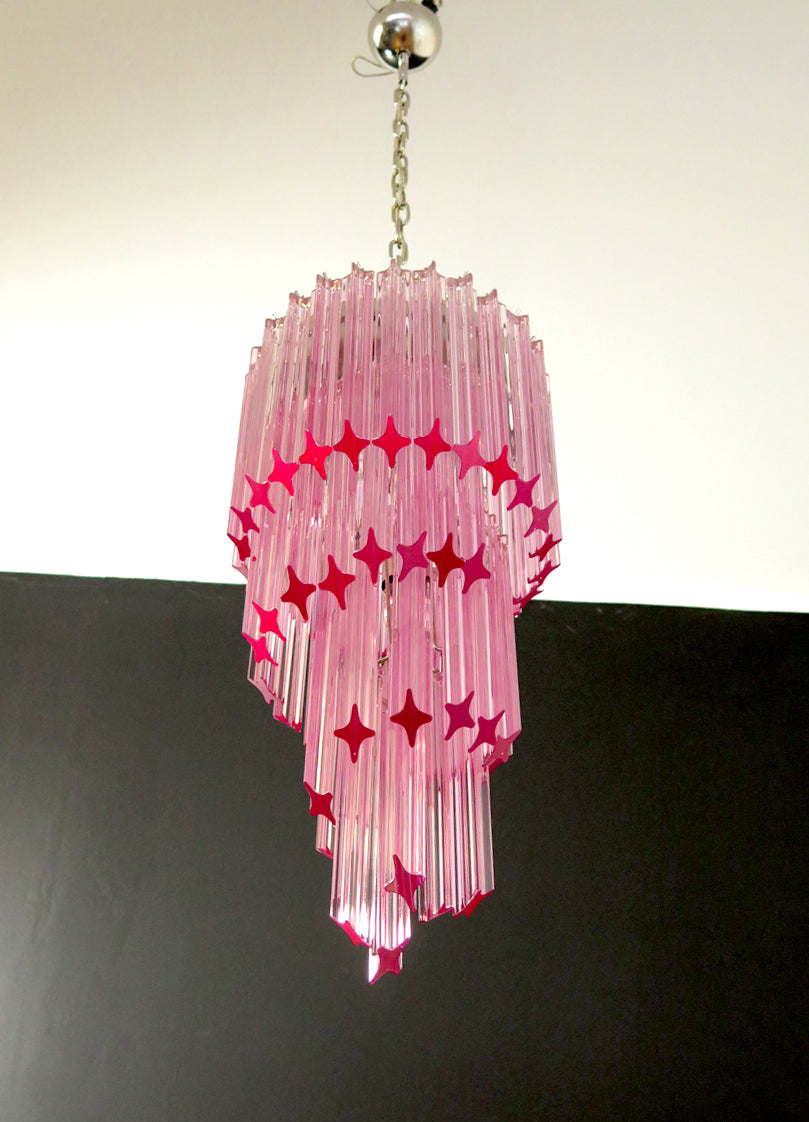 Murano Kroonluchter | 54 Roze Prisma Glas