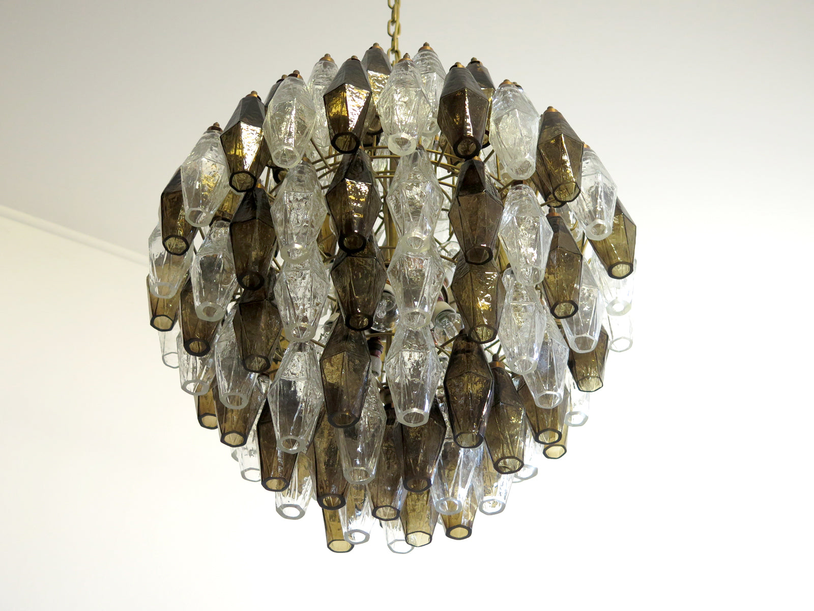 Murano Kronleuchter – 140 Klare und Rauchfarbene Poliedrigläser – Detail 3 – Murano Classics