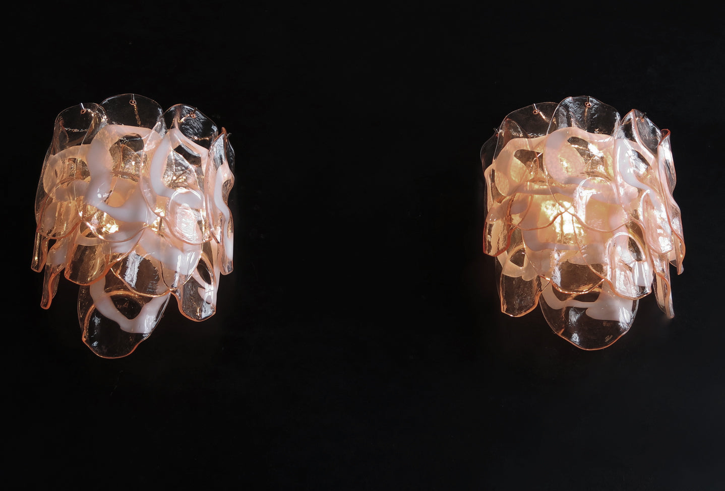 Murano Vegglampe – 10 Rosa Crostoliglass – 2 stk – detalj 1 – Murano Classics