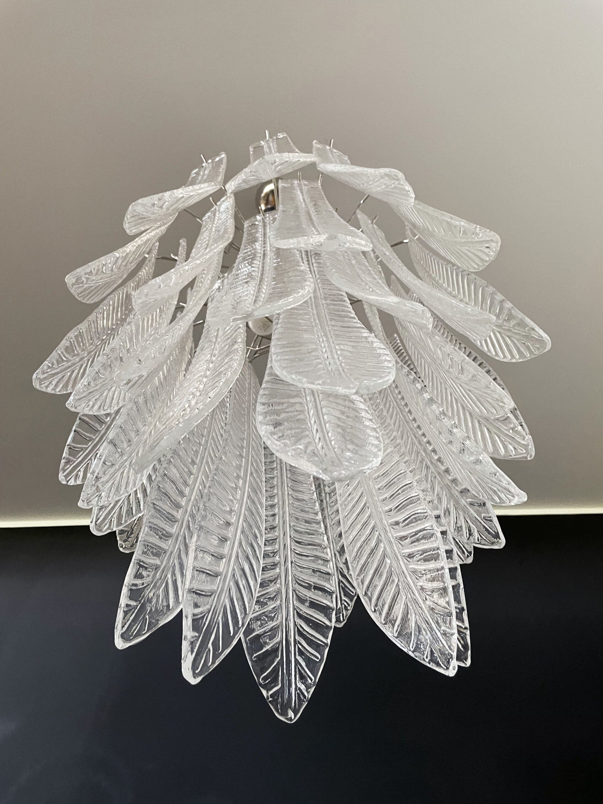 Murano Chandelier – 41 Clear Felci Glass – detail 5 – Murano Classics