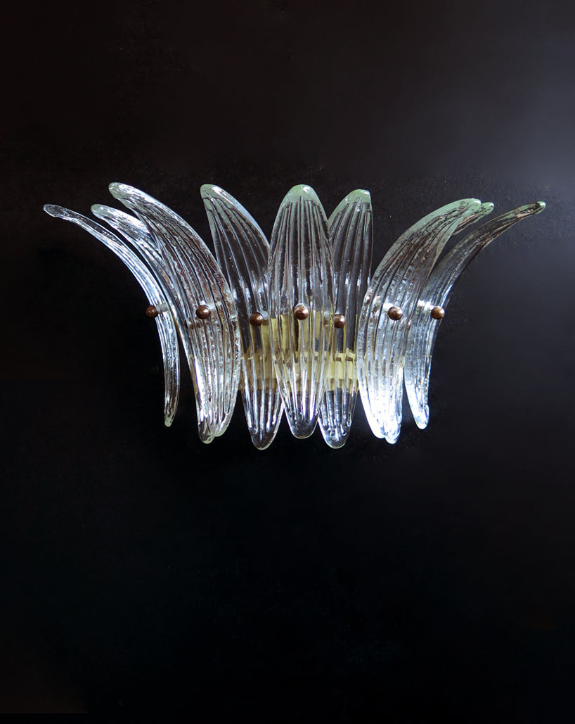 Murano Wall Lamp – 9 Clear Palmette Glass – Set of 2 – detail 4 – Murano Classics