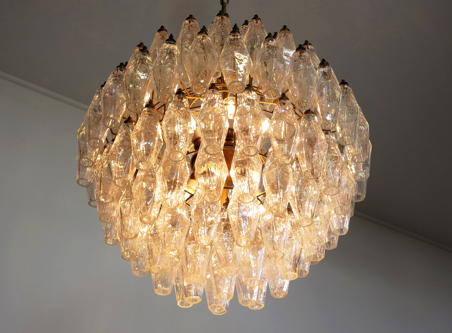 Murano Kroonluchter | 140 Iris Helder Poliedri Glas