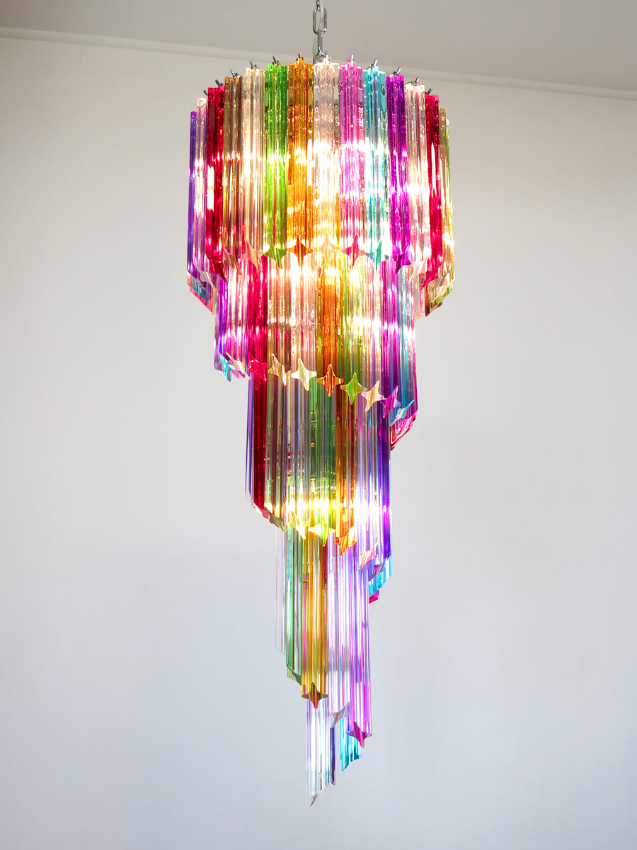 Murano Chandelier – 86 Multicoloured Prism Glass – detail 1 – Murano Classics
