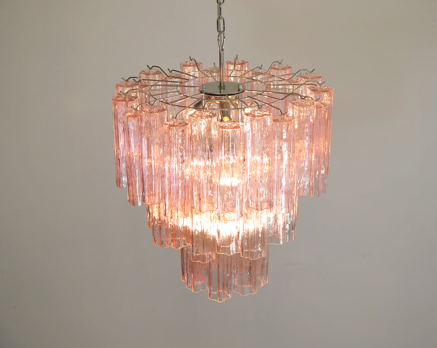 Lampadario Murano | 48 Tubo di Vetro Rosa