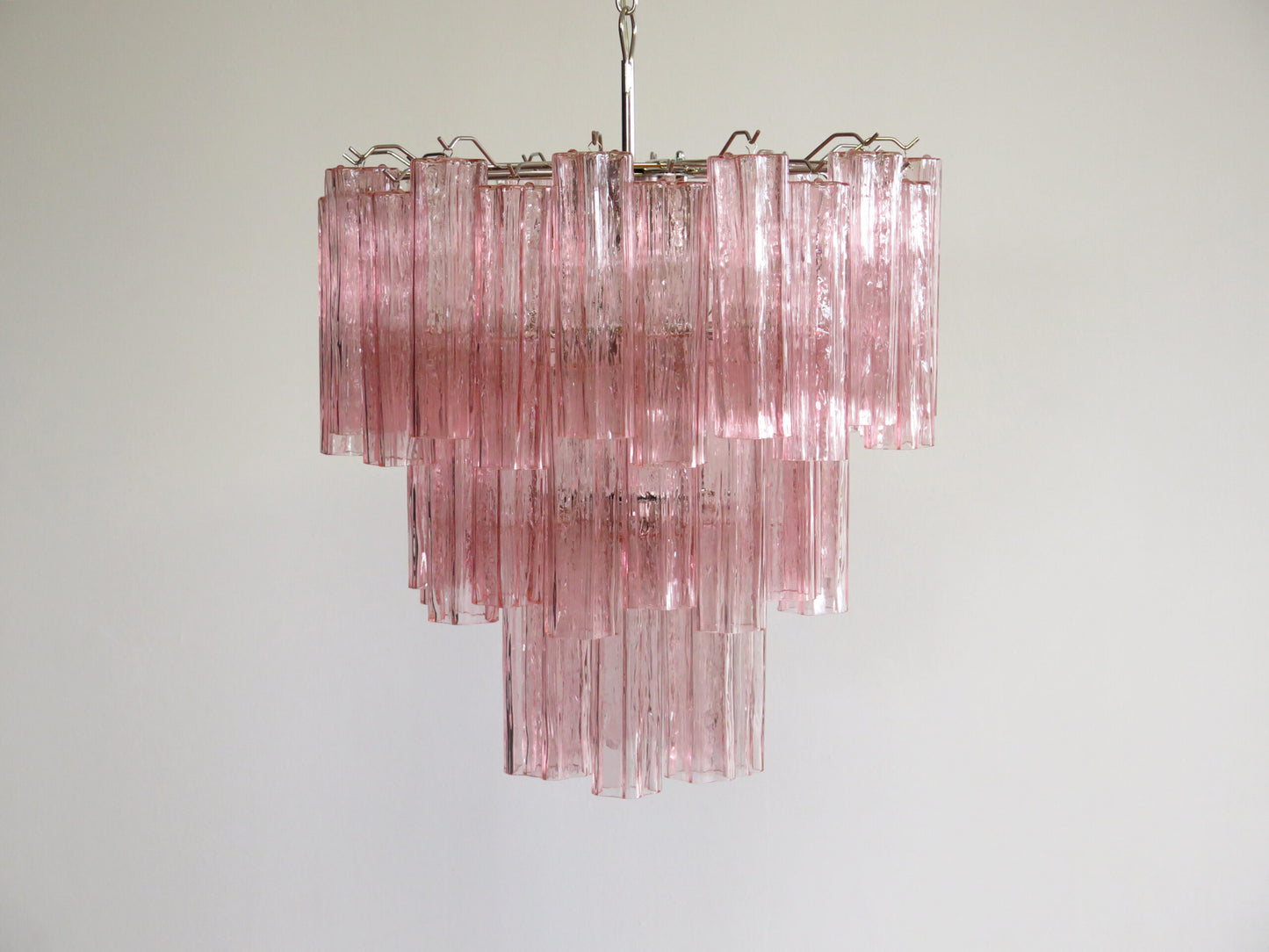 Lampadario Murano | 48 Tubo di Vetro Rosa