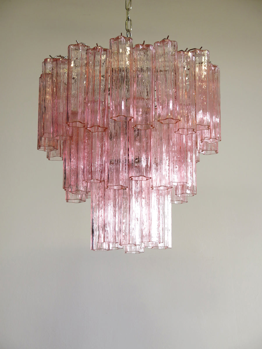 Lampadario Murano | 48 Tubo di Vetro Rosa