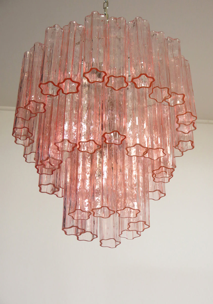 Lampadario Murano | 48 Tubo di Vetro Rosa
