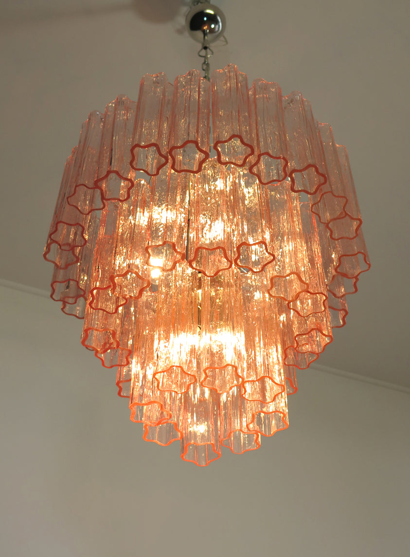 Lampadario Murano | 48 Tubo di Vetro Rosa