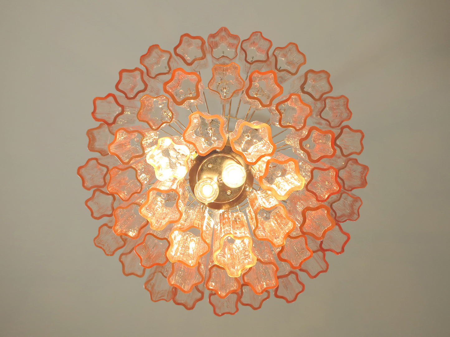 Lampadario Murano | 48 Tubo di Vetro Rosa