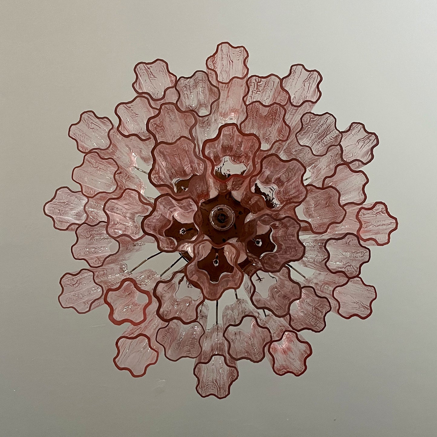 Lampadario Murano | 36 Tubo di Vetro Rosa