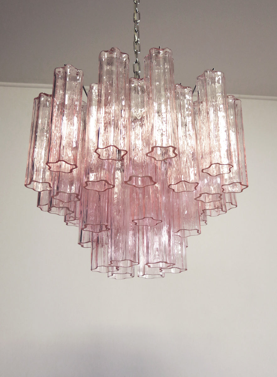 Lampadario Murano | 36 Tubo di Vetro Rosa
