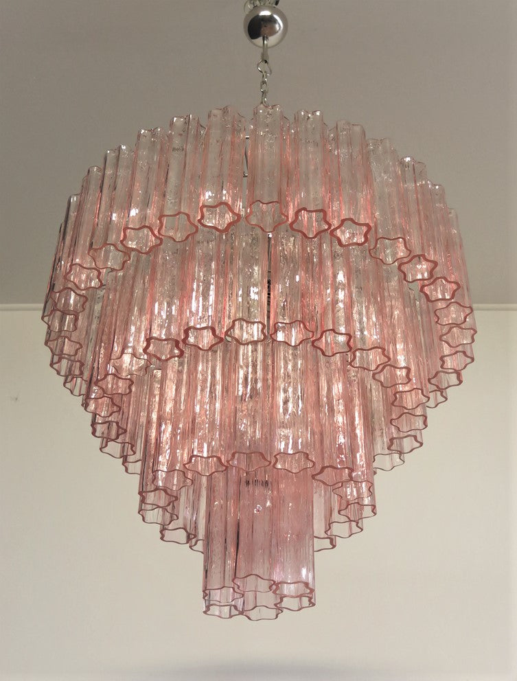 Murano Kroonluchter | 78 Roze Glazen Buis
