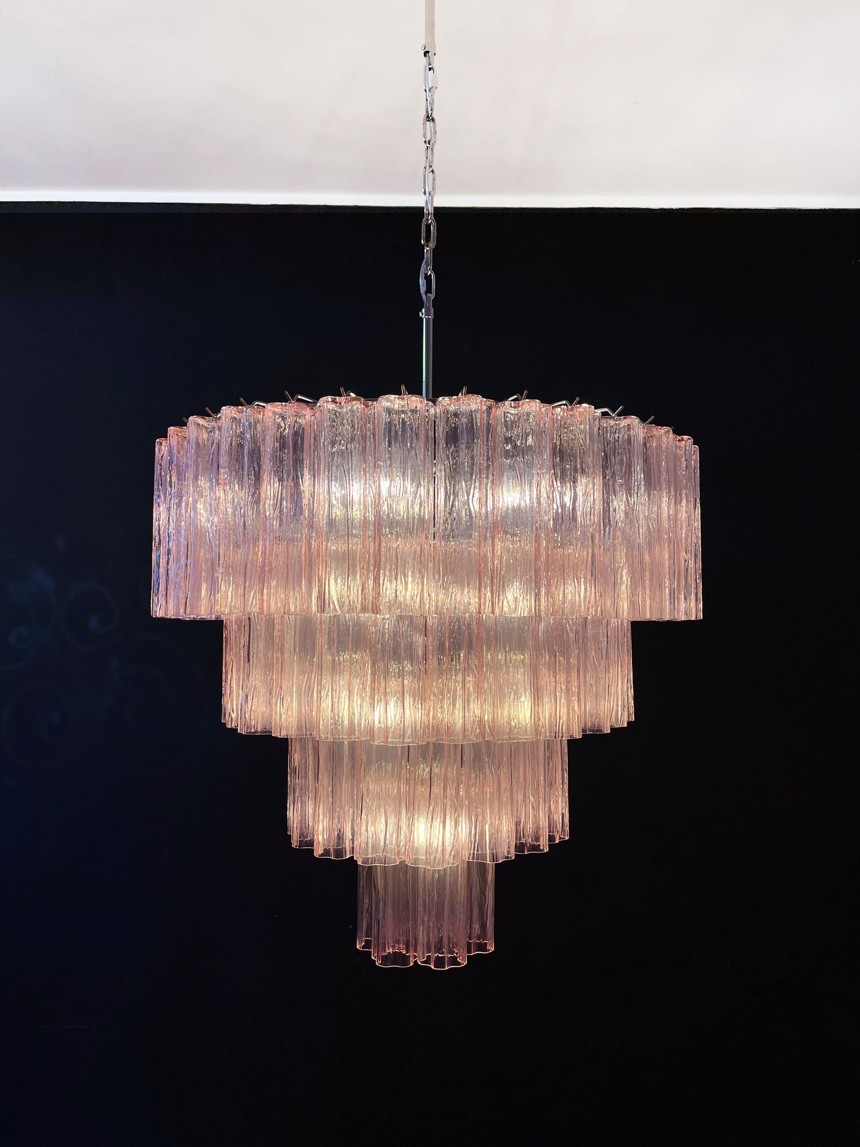 Murano Kronleuchter – 78 Rosa Röhrglas – Detail 2 – Murano Classics