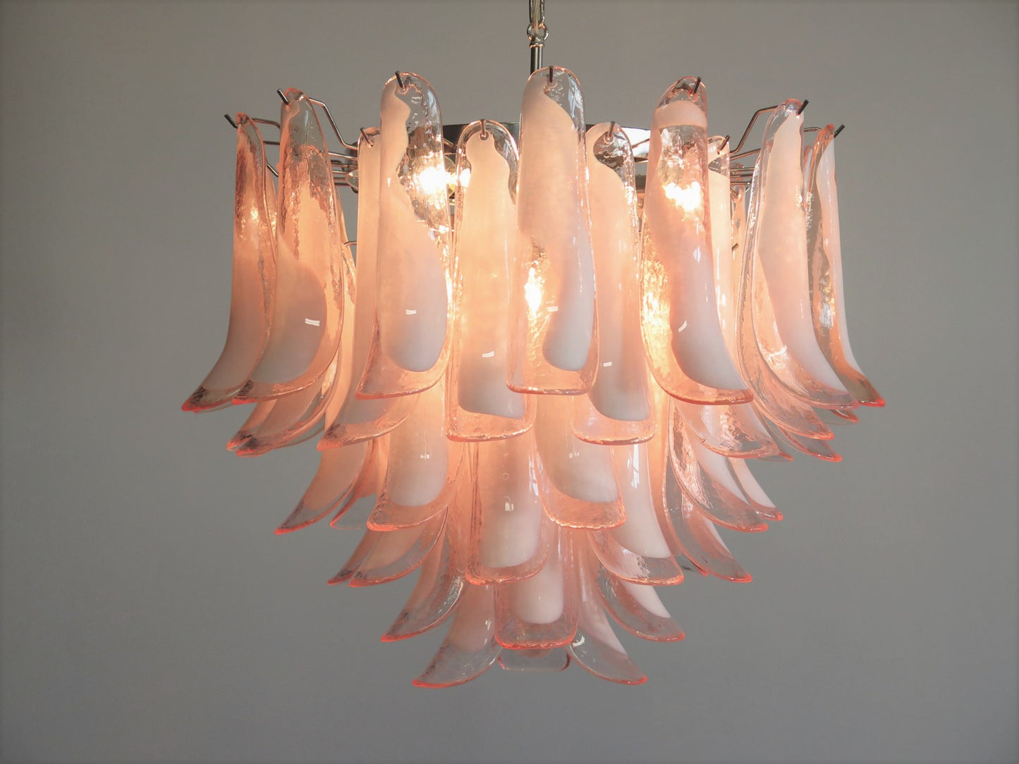 Murano Chandelier | 53 Pink Petal Glass