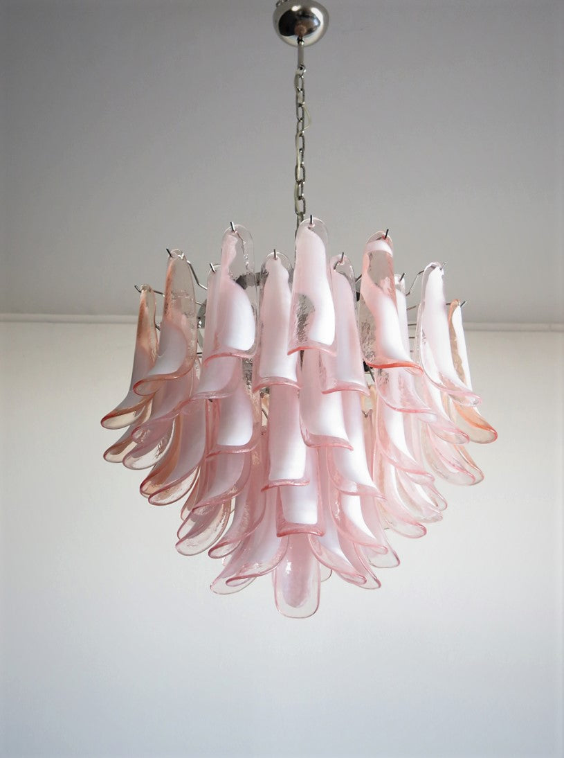Murano Chandelier | 53 Pink Petal Glass