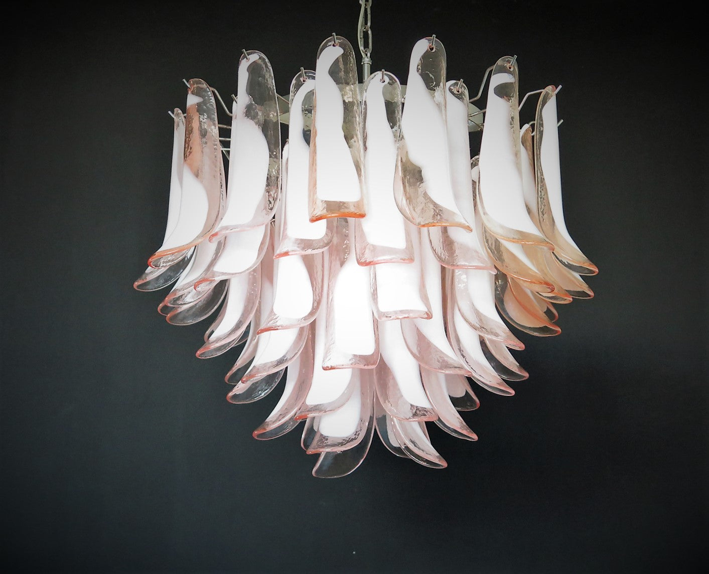 Murano Chandelier | 53 Pink Petal Glass