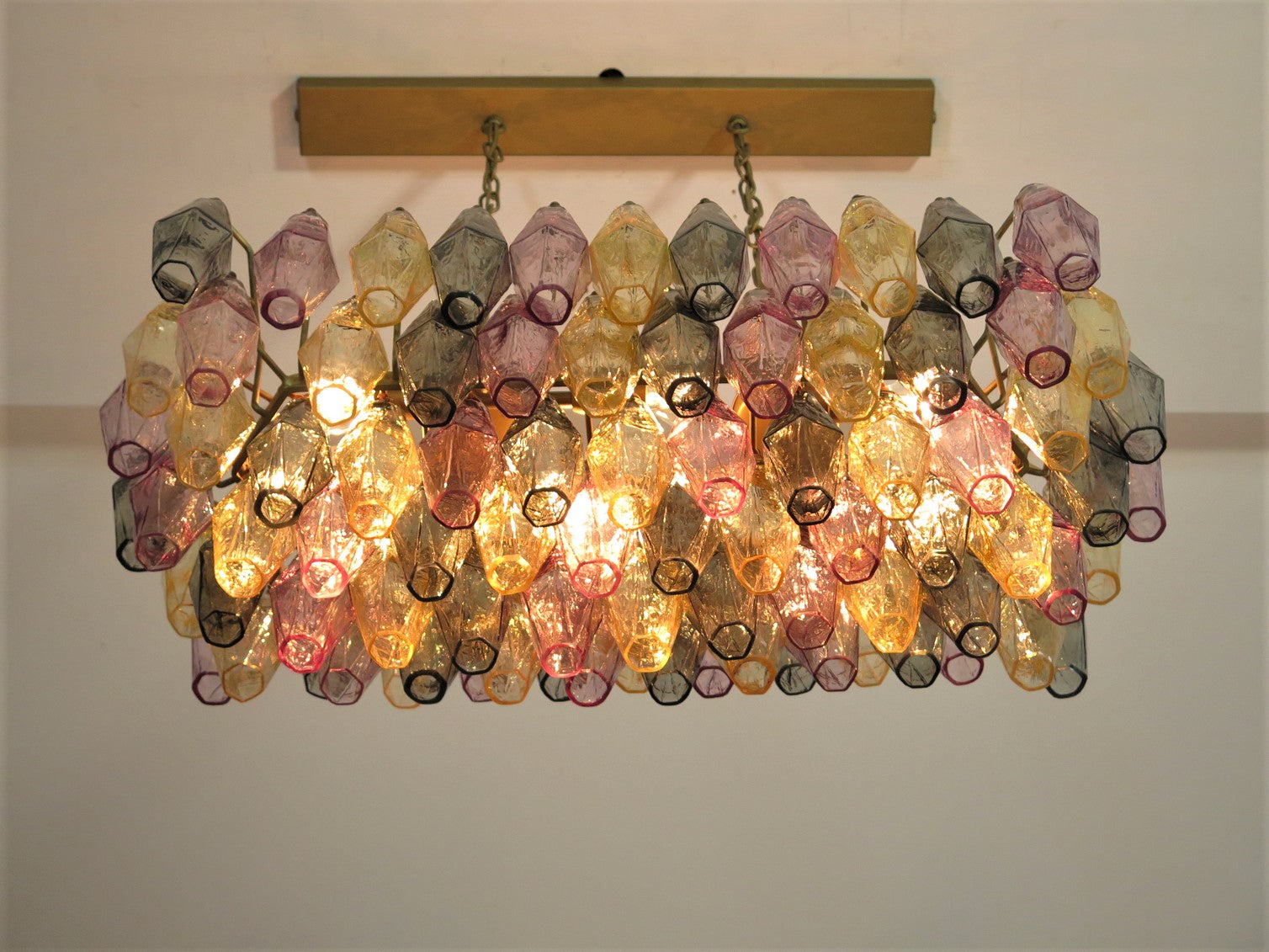 Murano Chandelier – 84 Multicoloured Poliedri Glass – detail 1 – Murano Classics