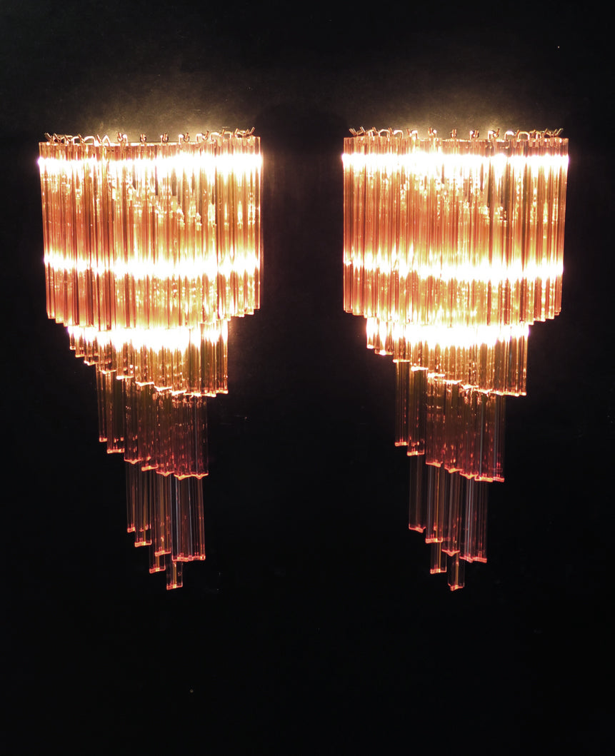 Murano Wall Lamp – 41 Pink Prism Glass – Set of 2 – detail 2 – Murano Classics