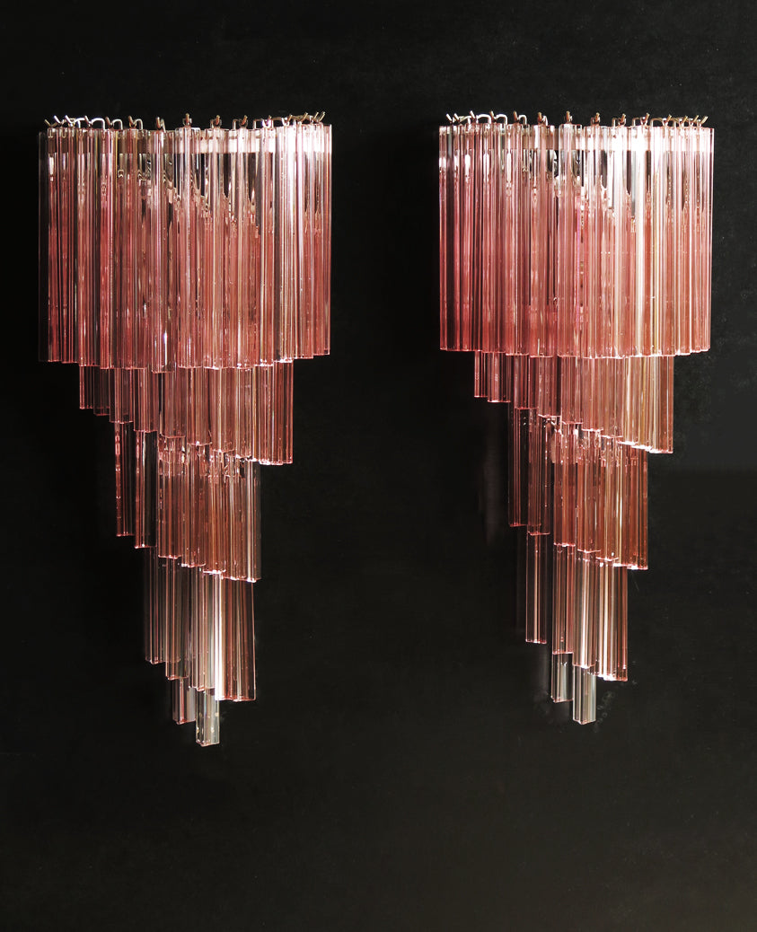 Murano Wall Lamp – 41 Pink Prism Glass – Set of 2 – detail 6 – Murano Classics