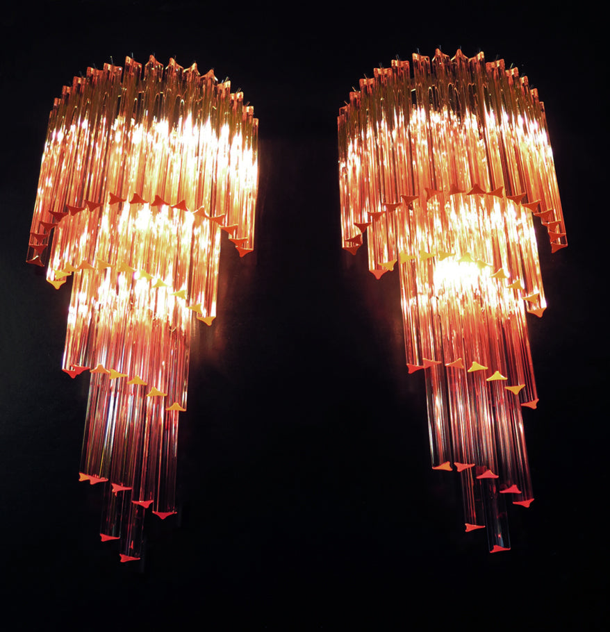 Murano Wall Lamp – 41 Pink Prism Glass – Set of 2 – detail 8 – Murano Classics