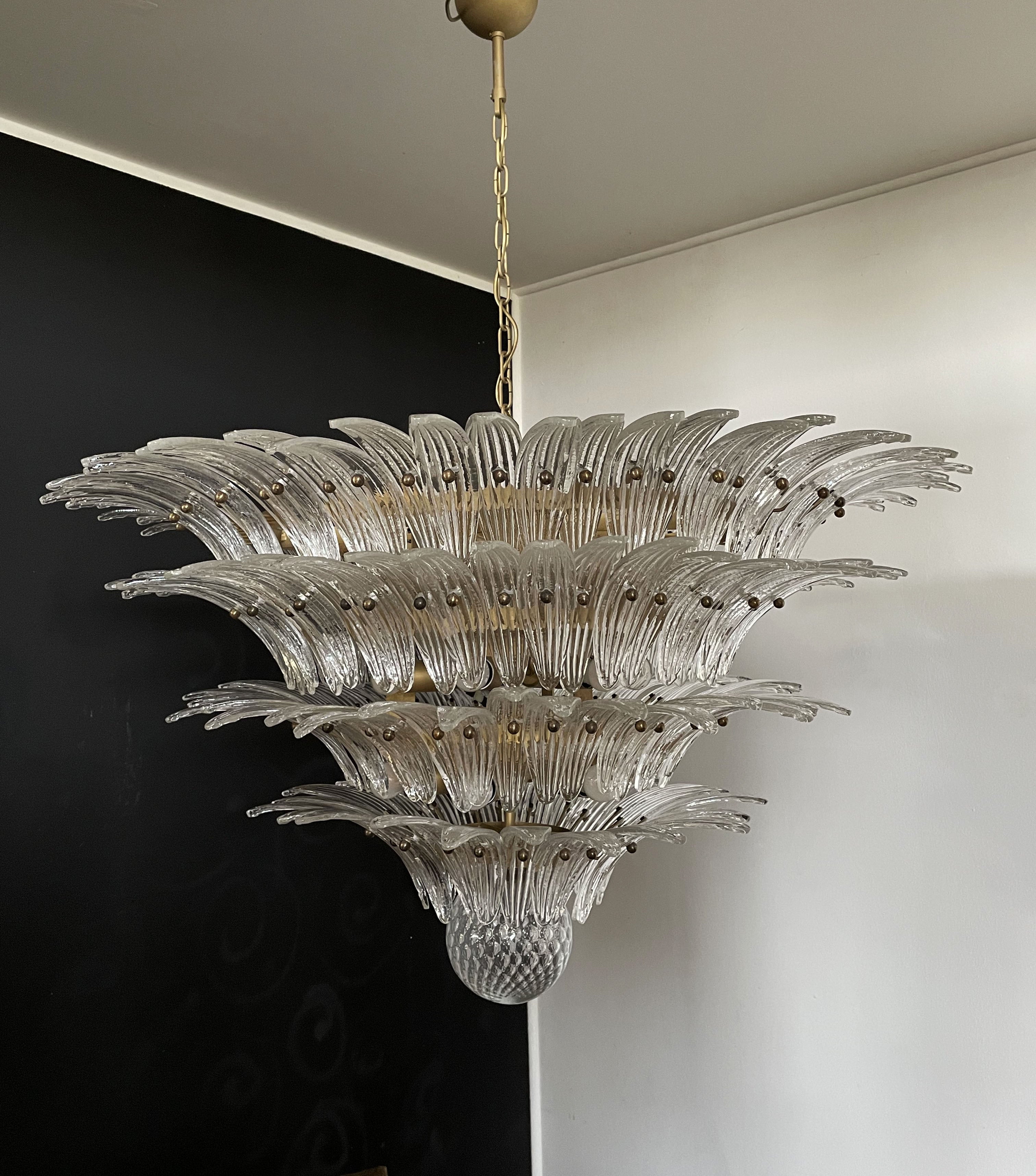 Murano Chandelier | 163 Clear Palmette Glass