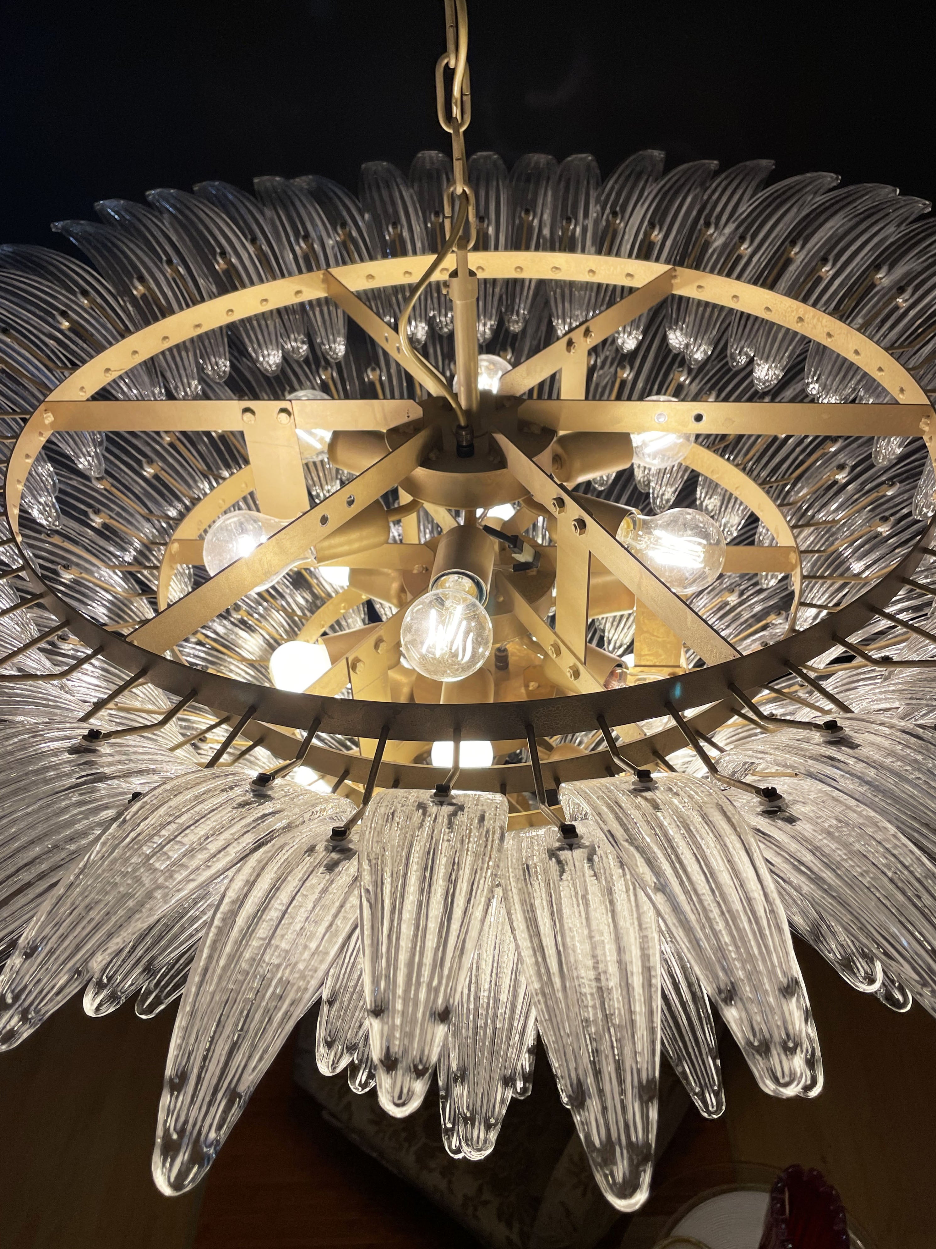 Murano Chandelier – 163 Clear Palmette Glass – detail 7 – Murano Classics