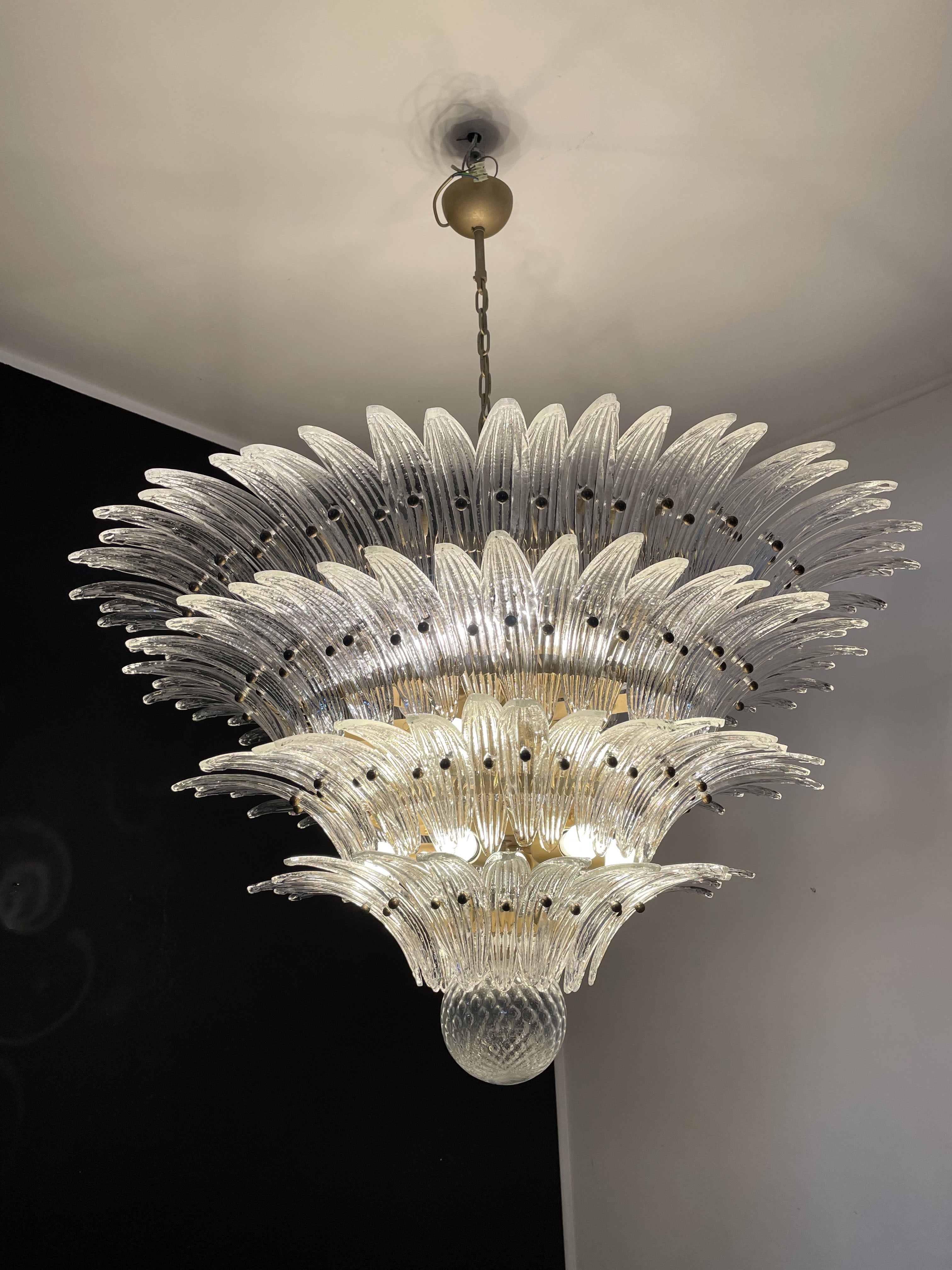 Murano Chandelier – 163 Clear Palmette Glass – detail 5 – Murano Classics
