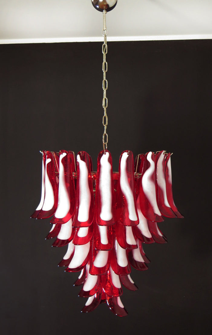 Murano Kroonluchter | 52 Rode Mazzega Petalen