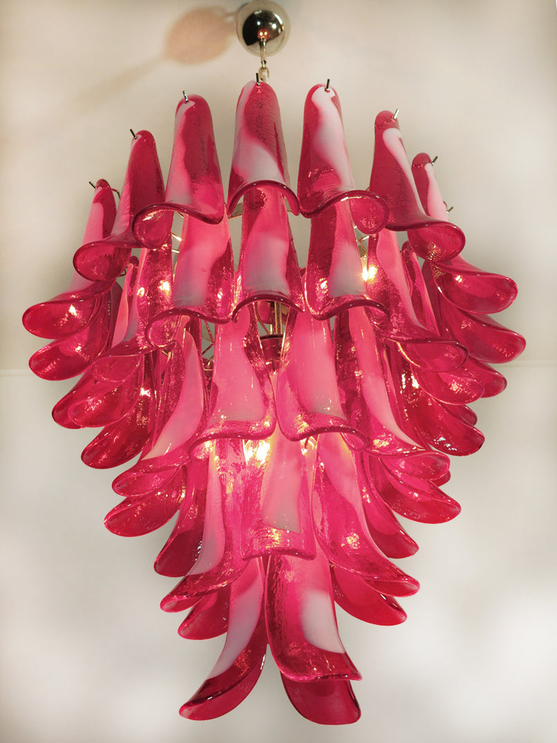 Murano Kroonluchter | 52 Rode Mazzega Petalen