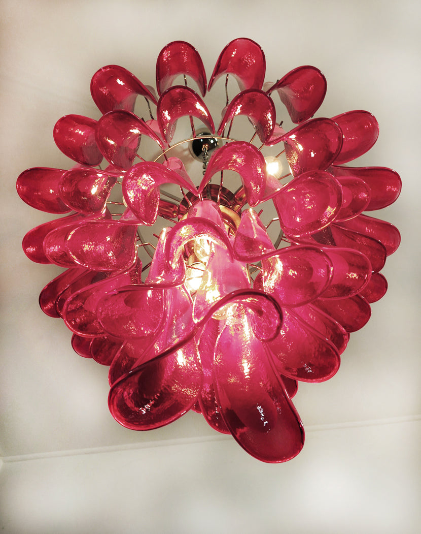 Murano Kroonluchter | 52 Rode Mazzega Petalen