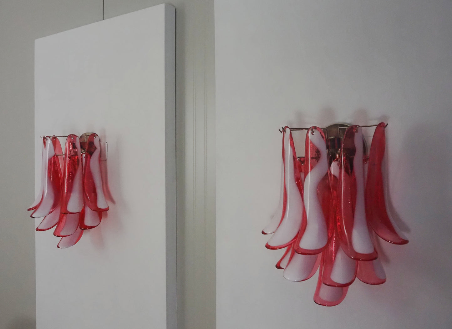 Lampe Murano Murale | 10 Gouttes en Verre Rouge | 1 Paire