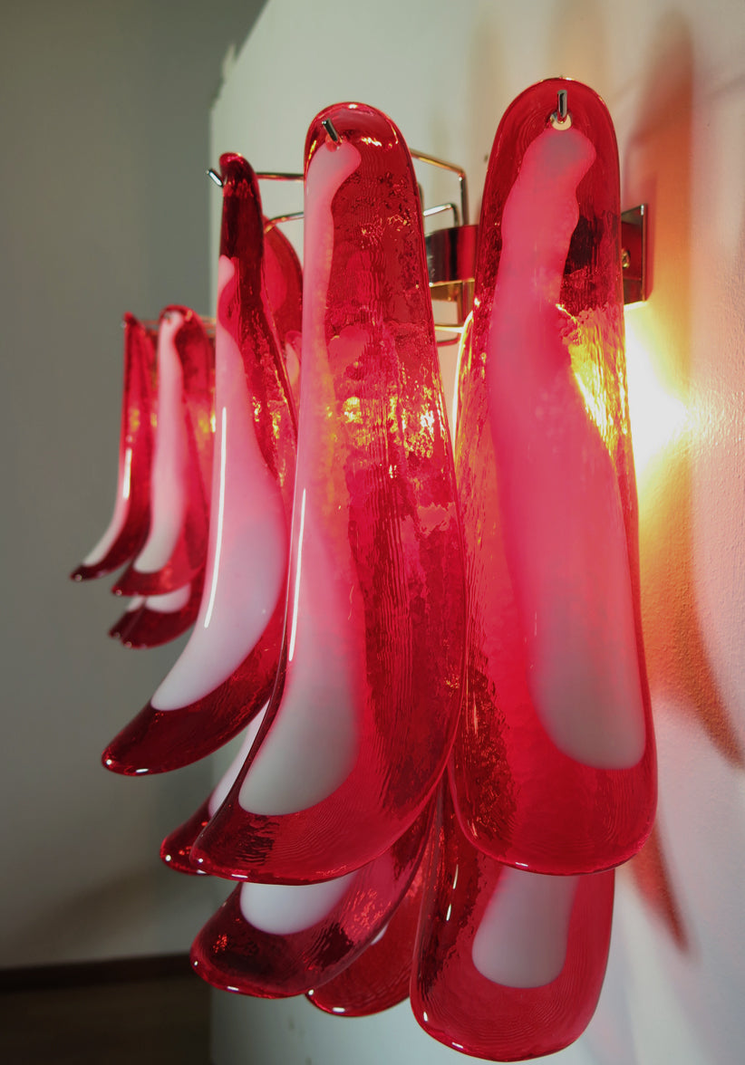 Murano Wandlampe – 10 Rotes Blütenblattglas – 2er-Set – Detail 2 – Murano Classics