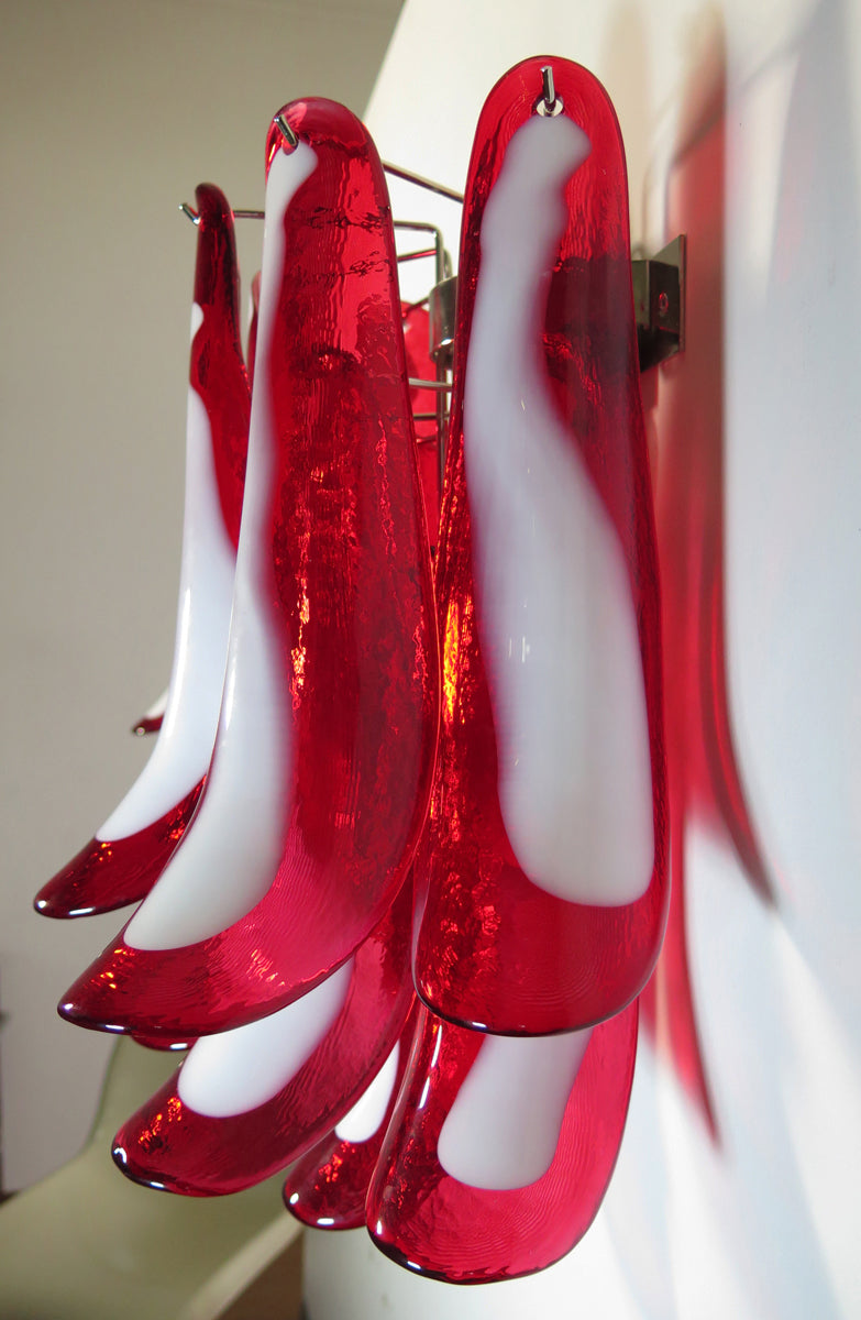 Murano Wandlampe – 10 Rotes Blütenblattglas – 2er-Set – Detail 4 – Murano Classics