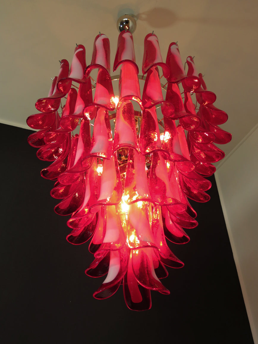 Murano-Kronleuchter | 75 Rote Blütenblattglas