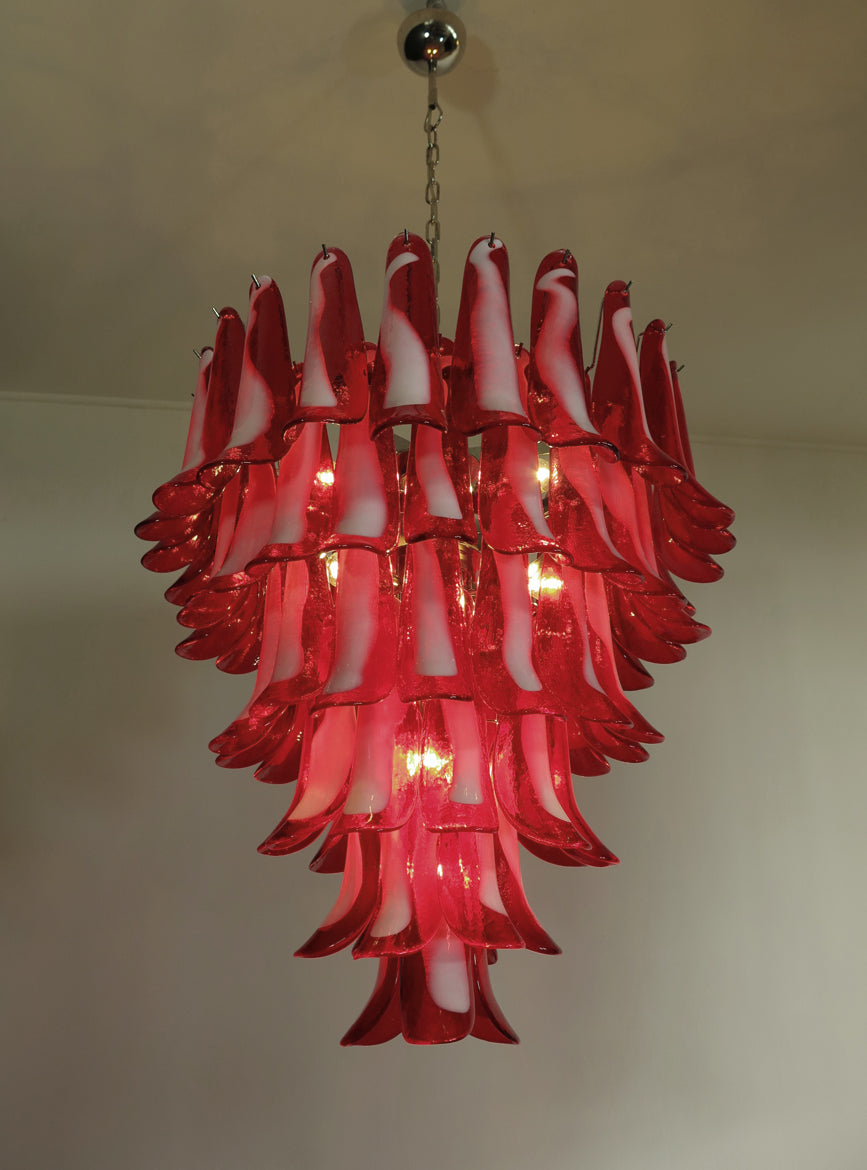 Murano-Kronleuchter | 75 Rote Blütenblattglas