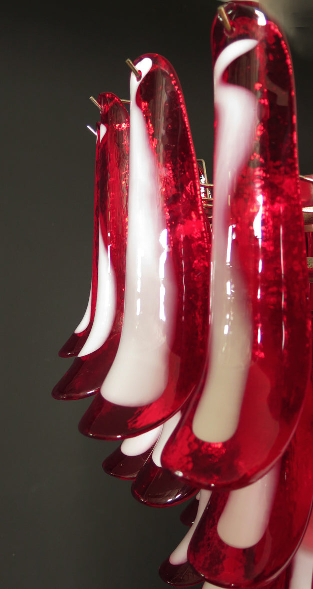 Murano-Kronleuchter | 75 Rote Blütenblattglas
