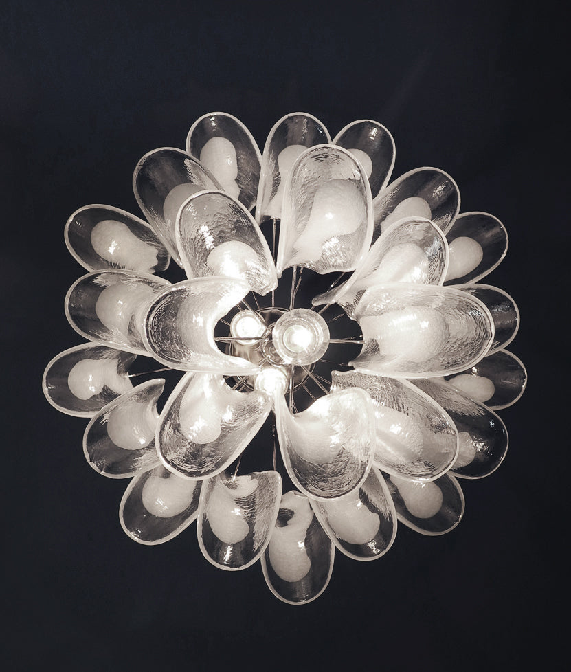 Lampadario Murano – 26 Vetri a Petali Trasparenti – dettaglio 1 – Murano Classics