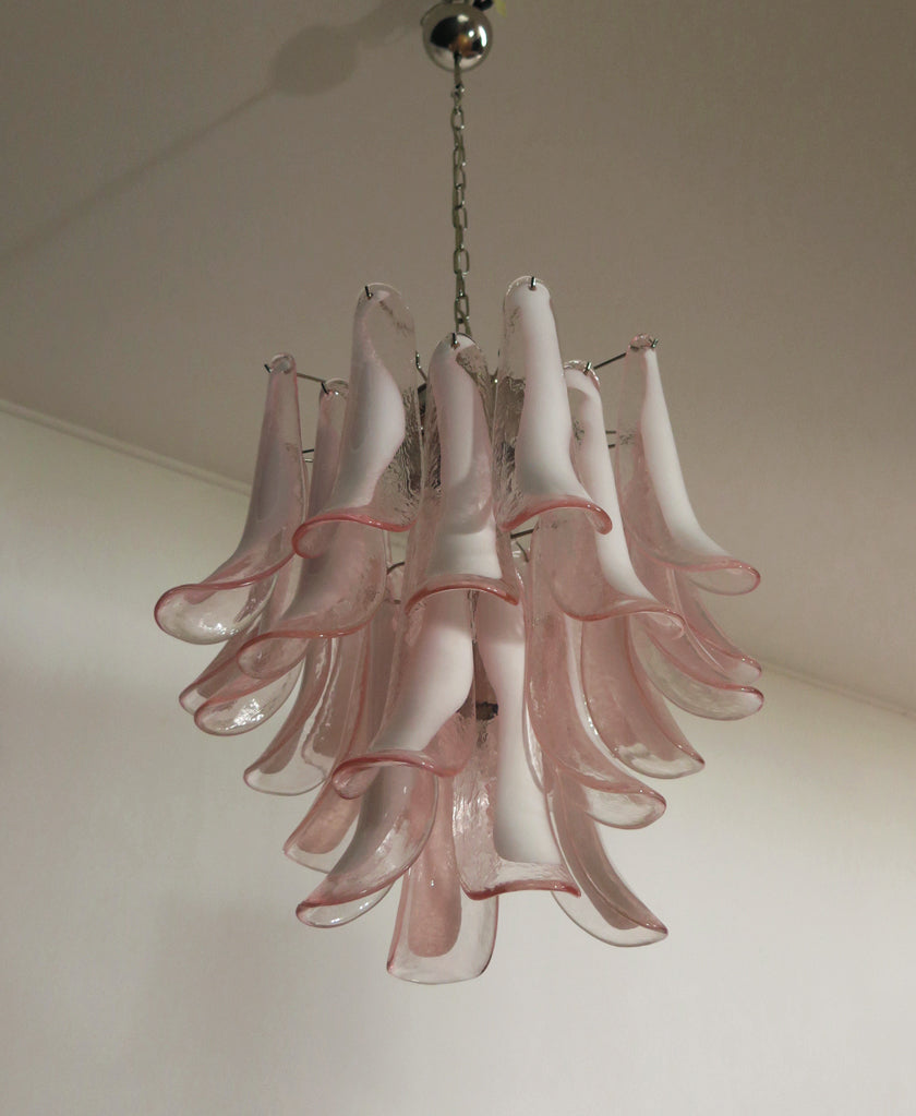 Murano Kroonluchter | 26 Roze Mazzega Petalen Glas