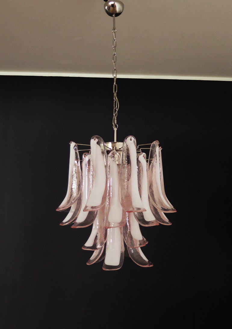 Murano Kroonluchter | 26 Roze Mazzega Petalen Glas