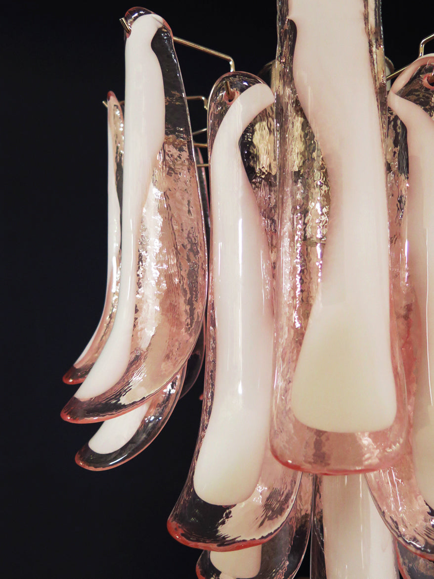 Murano Kroonluchter | 26 Roze Mazzega Petalen Glas