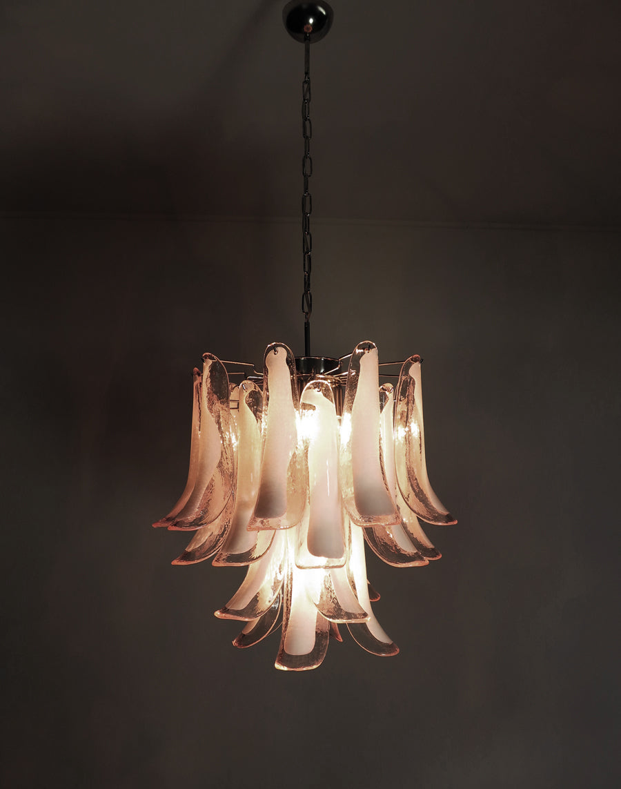 Murano Kroonluchter | 26 Roze Mazzega Petalen Glas