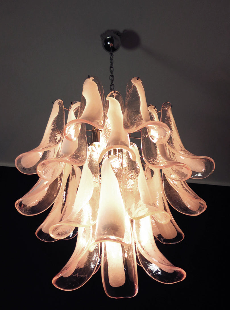 Murano Kroonluchter | 26 Roze Mazzega Petalen Glas