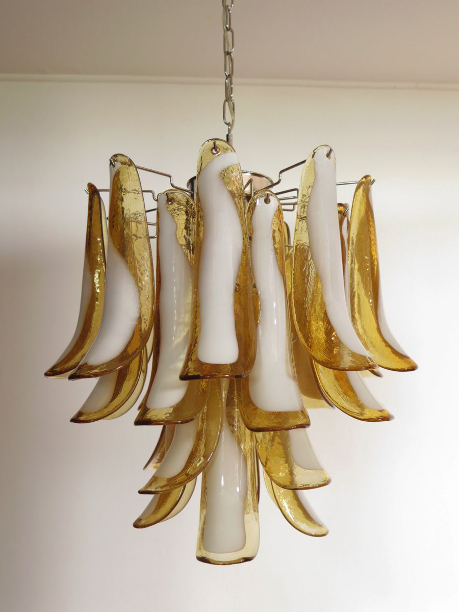 Murano Kroonluchter | 26 Gele Mazzega Petalen Glas