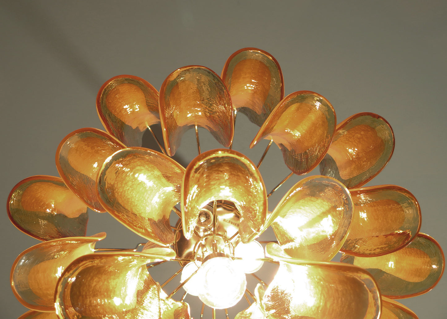 Murano Kroonluchter | 26 Gele Mazzega Petalen Glas