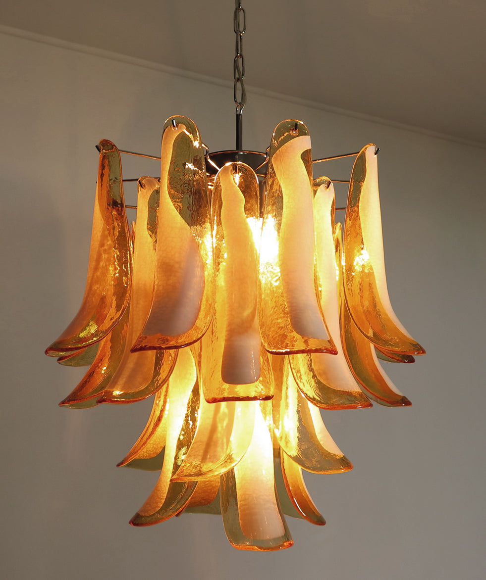 Murano Kroonluchter | 26 Gele Mazzega Petalen Glas
