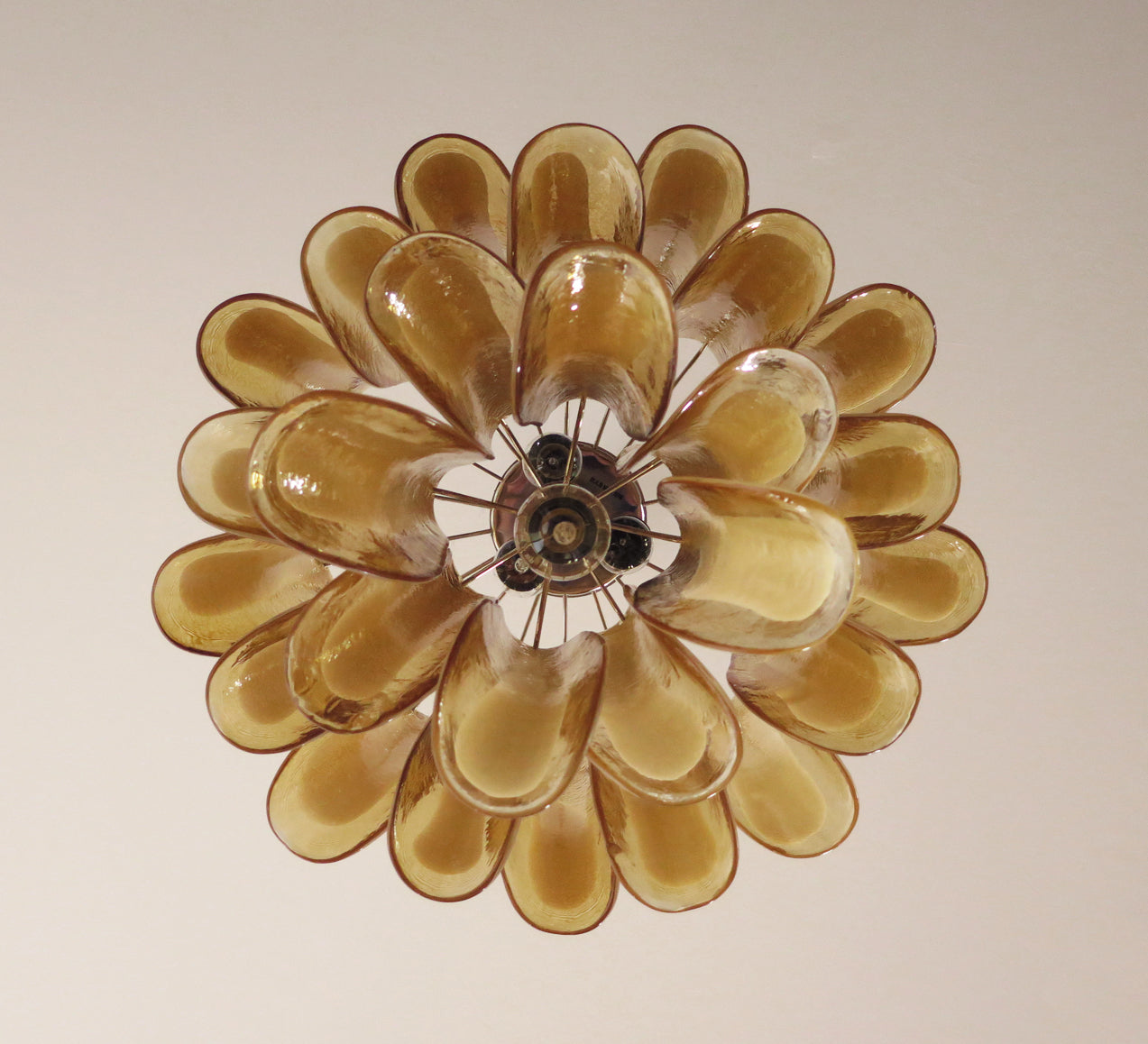 Murano Kroonluchter | 26 Gele Mazzega Petalen Glas