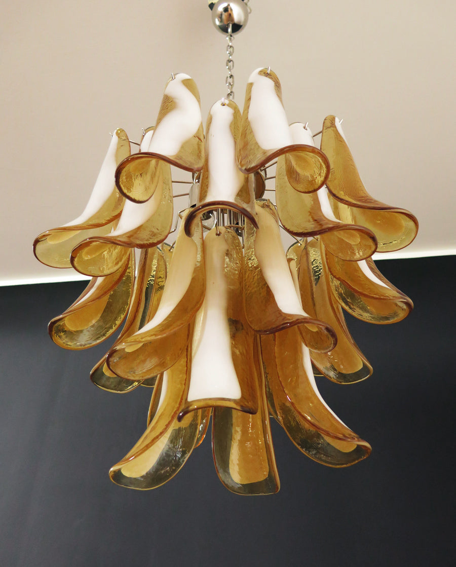 Murano Kroonluchter | 26 Gele Mazzega Petalen Glas