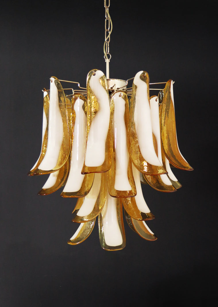 Murano Kroonluchter | 26 Gele Mazzega Petalen Glas